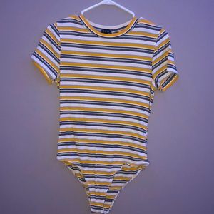 Multi colour stripped body suit